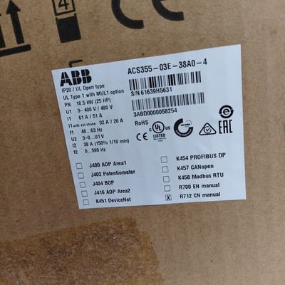 อะไหล่ ABB 3 ขั้นตอน ABB ACS355-03E-38A0-4 18.5KW PAM กระเป๋าควบคุม