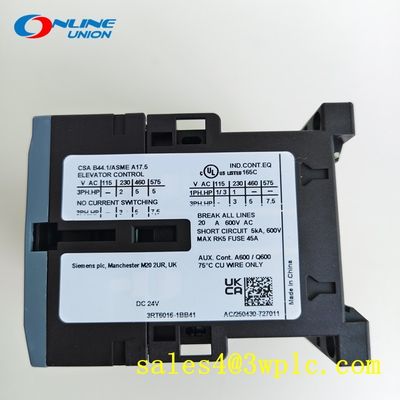 หน้าสัมผัสเสริม SIEMENS 3RT6016-1BB41 คอนแทคเตอร์ DC 24 โวลต์ 4kW 400V ติดตั้งแบบสกรู