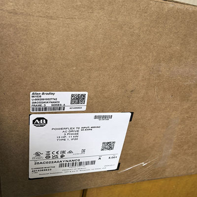 Allen Bradley 20AC022A0AYNANC0 high-performance variable frequency drive (VFD) from the PowerFlex 70 series
