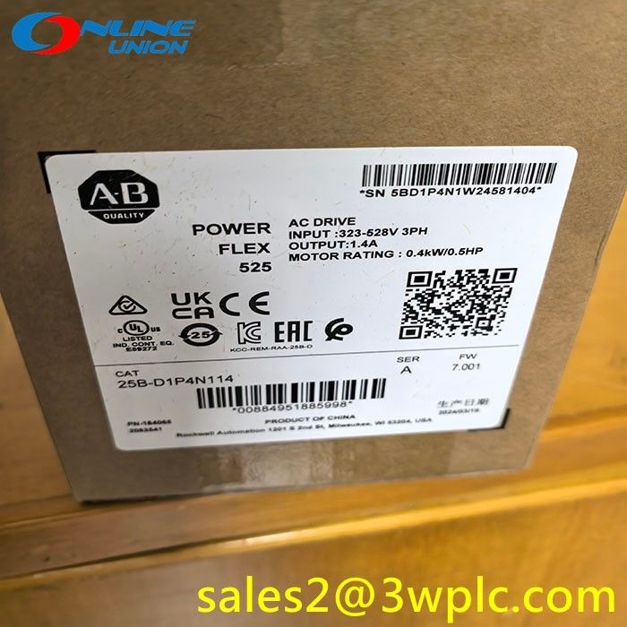 25B-D1P4N114 एलन ब्रैडली पावरफ्लेक्स 525 VSD 480V IP20 1.4A 0.4kW ND और HD फ्रेम A