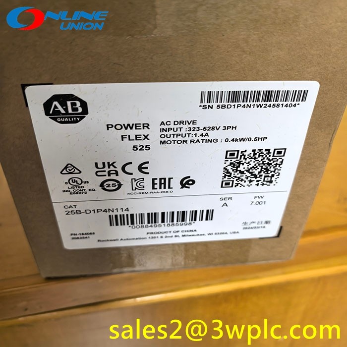25B-D1P4N114 Allen Bradley PowerFlex 525 VSD 480V IP20 1 4A 0.4kW ND และ HD Frame A