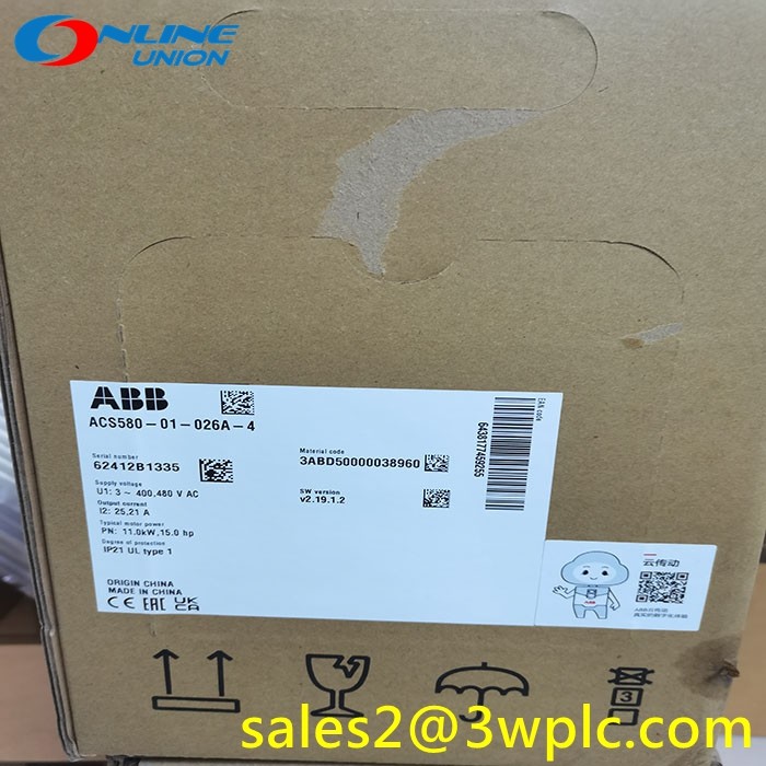 3 ขั้นตอน ABB ACS580-01-026A-4 400V แปรปรวนความถี่ Drive สําหรับอุตสาหกรรมอาหาร