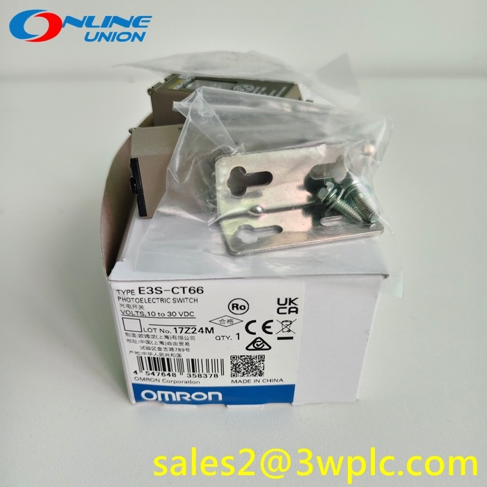 เซ็นเซอร์รับแสงโฟโตอิเล็กทริค OMRON E3S-CT66 พร้อมแอมป์ในตัว สำหรับชิ้นส่วน OMRON แบบ Through Beam 24V DC
